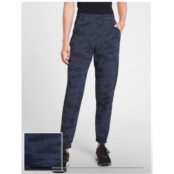 Athleta Brooklyn Textured Camo Joggers 14 Navy Camo Athletic Athleisure - Picture 1 of 10